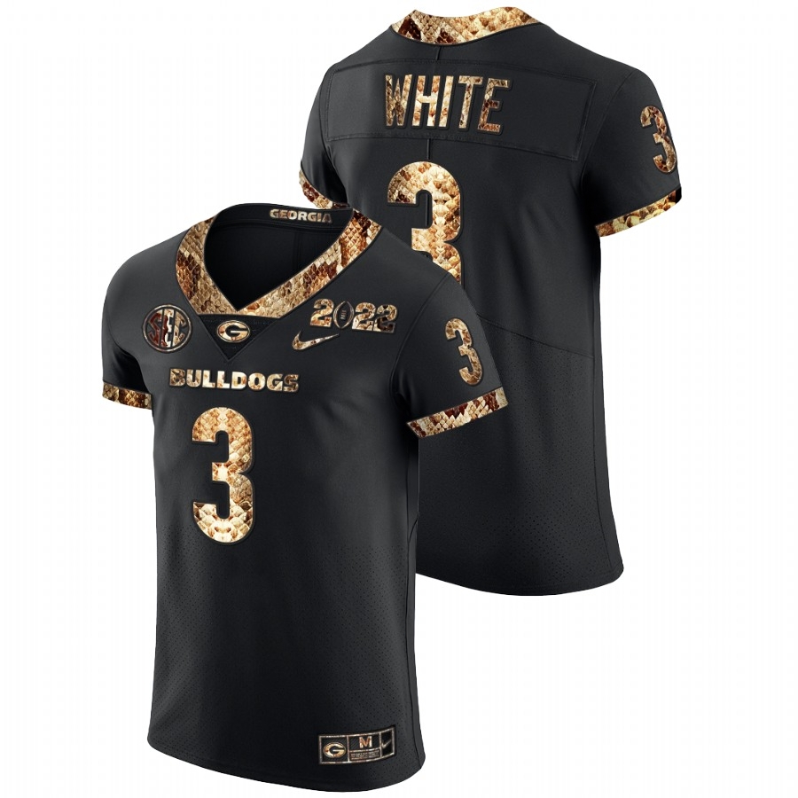 Georgia Bulldogs Men's NCAA Zamir White #3 Black 2022 Playoff Python Skin College Football Jersey EIT5149QS